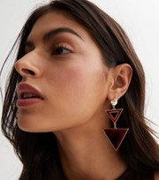 New Look Gold Resin Triangle Drop Earrings